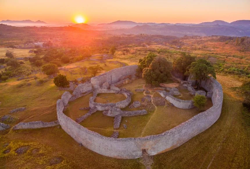 The Great Enclosure at Great Zimbabwe near Masvingo at sunset